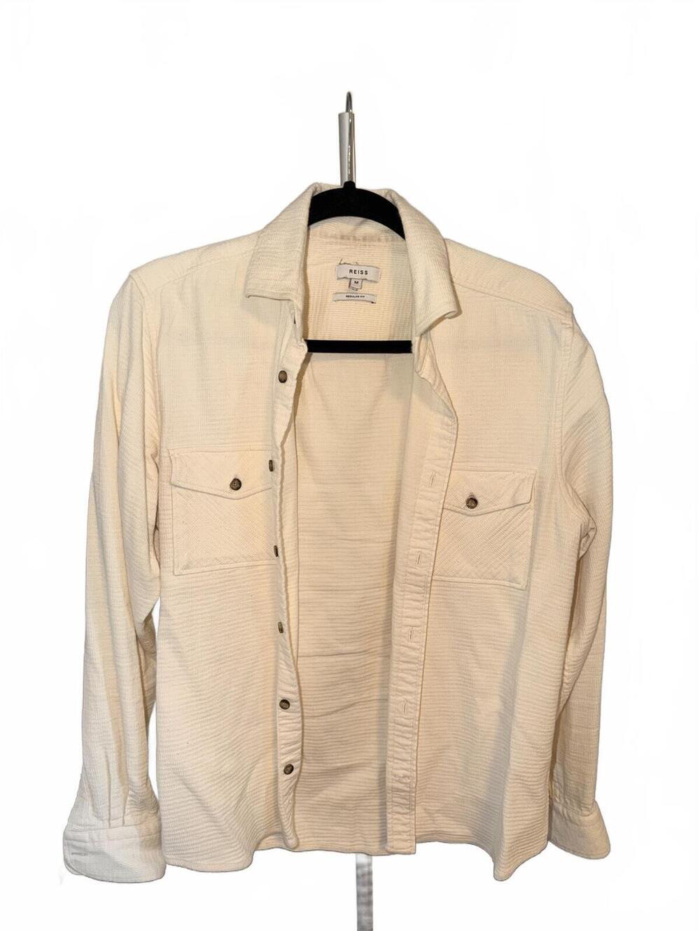 REISS Men's Cream Corduroy Shirt Jacket Medium Regular Fit